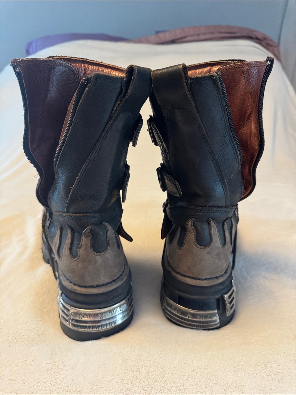 New Rock Men’s Black & Brown Lace-Up Platform Boots - Picture 12 of 12